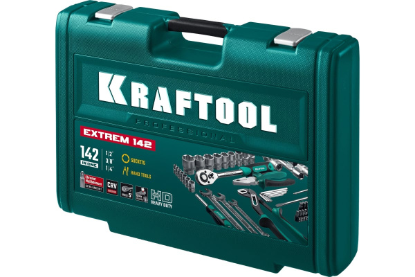 Набор инструмента Kraftool 1/2",3/8",1/4", 142пр.  27889-H142 в Екатеринбурге 