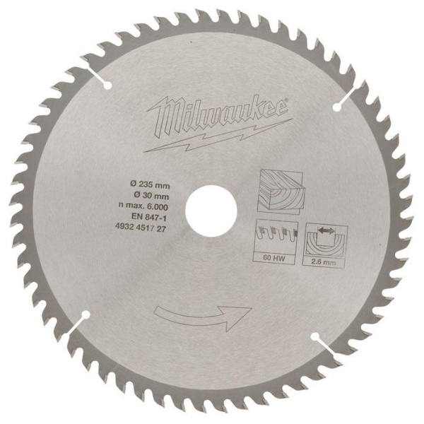 Пильный диск Milwaukee 235/30 Z60