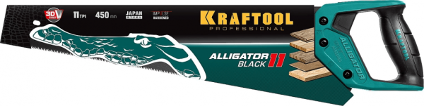 Ножовка по дереву Kraftool Alligator BLACK 3D 450мм.11TPI 15205-45