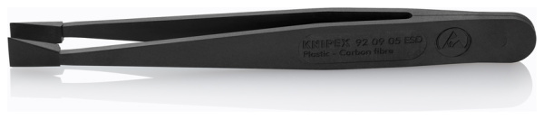 Пинцет углепластиковый KNIPEX ESD, 115 мм, гладкие прямые тупые губки, ширина наконечников: 7.7 мм, чёрный матовый KN-920905ESD в Екатеринбурге 