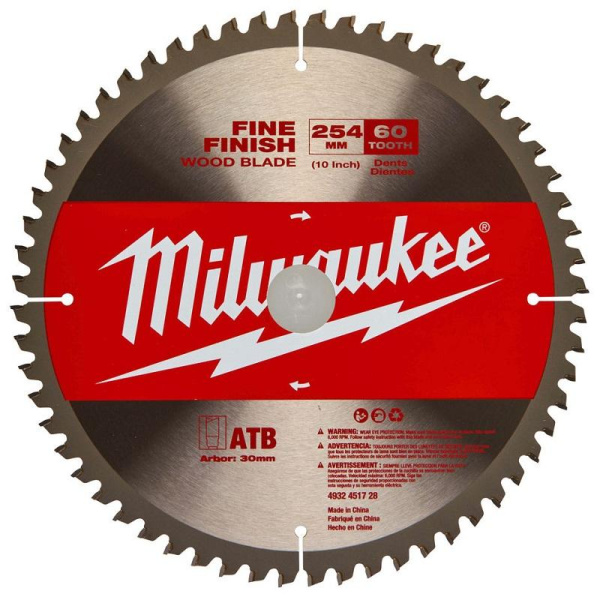 Пильный диск Milwaukee по дереву 254х30х3,0 Z60 4932471320