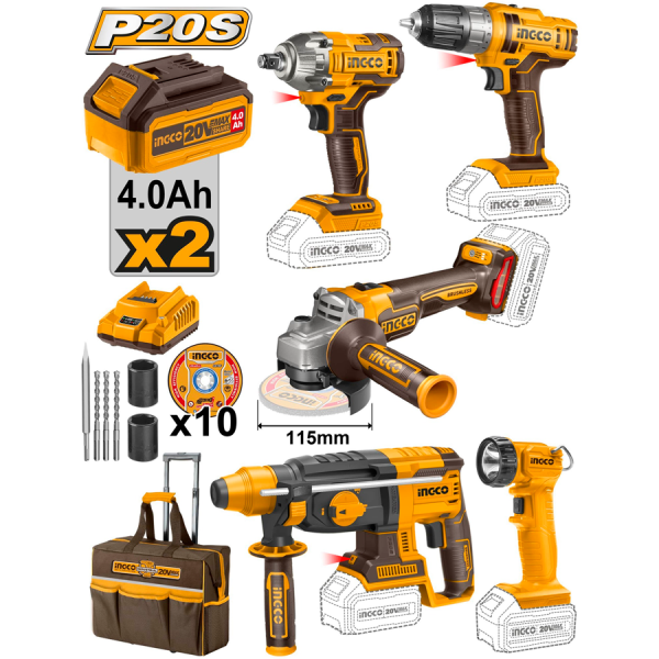 Комбинированный аккумуляторно промышленный комплект из 5 шт. INGCO CKLI2019 в Екатеринбурге