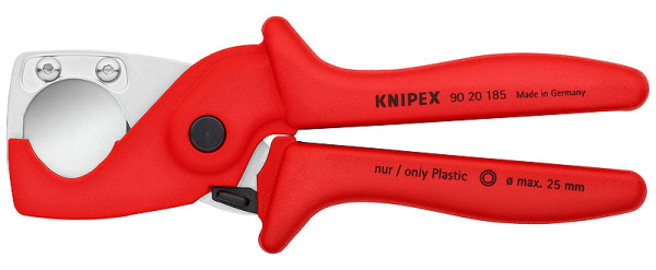 Труборез-ножницы KNIPEX PlastiCut для шлангов и защитных труб (d 25 мм), 185 мм KN-9020185SB