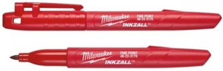 Маркер Milwaukee красный INKZALL для стройплощадки тонкий 1шт (заказ кратно 36шт)