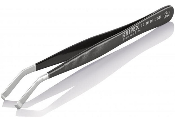Пинцет позиционный KNIPEX ESD, нержавеющая сталь, 120 мм, гладкие губки под 35°, ширина наконечников: 3.8 мм KN-921601ESD в Екатеринбурге 