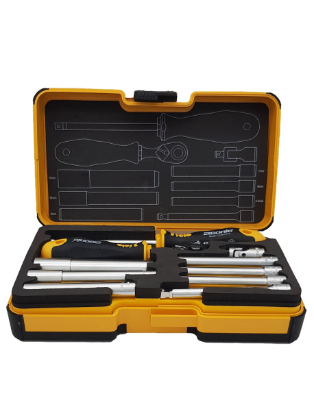 Набор стержней Felo M-TEC с трещоткой и отверткой 1/4" ERGONIC в кейсе, 10 шт 05781006 в Екатеринбурге