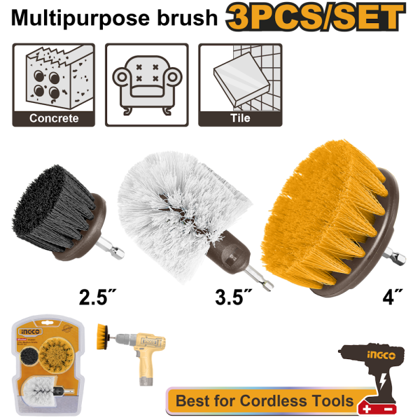 Набор щеток для дрели INGCO 1/4" 3 шт INDUSTRIAL WCB0301 в Екатеринбурге