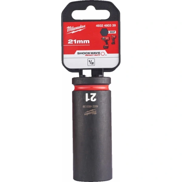 Головка ударная удлиненная Milwaukee SHOCKWAVE™ 1/2"  21мм 4932480339
