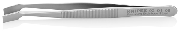 Пинцет KNIPEX универсальный, нержавеющая сталь, 120 мм, гладкие тупые губки под 30°, ширина наконечников: 6 мм KN-920106