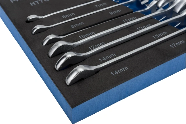 Набор двухсторонних рожковых ключей HOEGERT ложемент EVA 15пр  HT7G145 в Екатеринбурге 