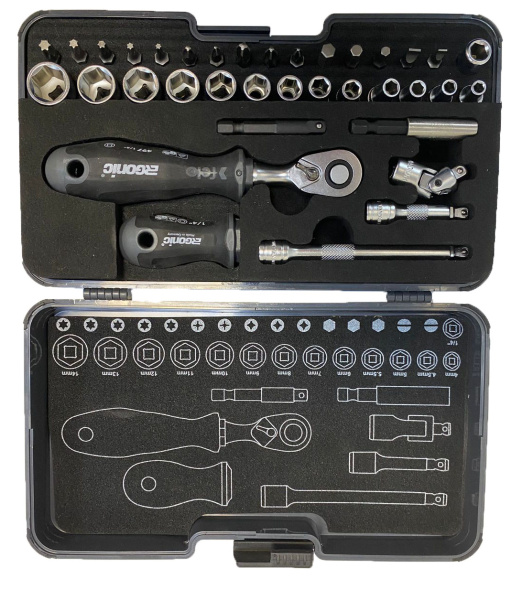 Набор головок и бит "FELO МАСТЕР" с трещоткой и рукояткой  ERGONIK 36пр.  19605733626 в Екатеринбурге