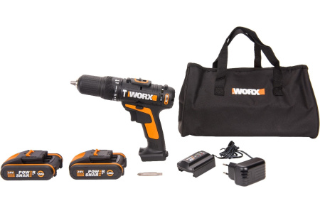 Дрель-шуруповерт ударная аккумуляторная WORX WX371.3, 20В, 40Нм, 1.5Ач x1, кейс в Екатеринбурге