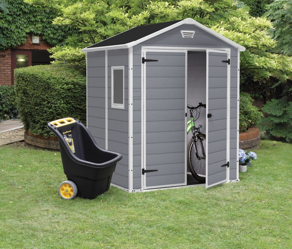 Блок хозяйственный из ПВХ "Keter" Манор 6x5DD серый 185x152x226 55кг  17197128 в Екатеринбурге