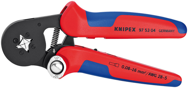 Пресс-клещи KNIPEX квадрат. обжим, самонастр., бок. установка, 1 гнездо, гильзы контакт. 0.08 - 10 + 16 мм KN-975304SB в Екатеринбурге 