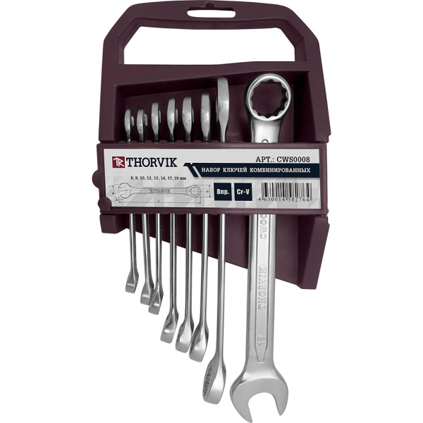 Набор ключей гаечных комбинированных на держателе 8-19 мм, 8 пред. Thorvik CWS0008 052045 в Екатеринбурге 