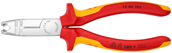 Клещи-стрипперы KNIPEX VDE для кругл. и водост. кабеля,зачистка:1.5-2.5мм,рез: провол. ср. d 3.1 мм,тв. d 2 KN-1346165SB