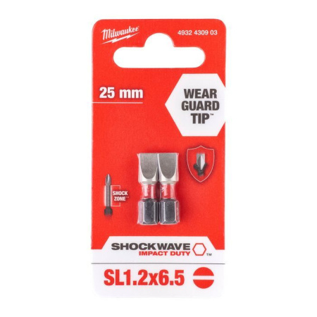Насадка Milwaukee SHOCKWAVE SL1,2x6,5 25мм (2шт) 4932430903