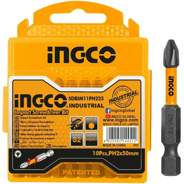 Набор бит PH2 10 шт INGCO SDBIM11PH223 INDUSTRIAL в Екатеринбурге