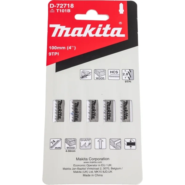 Пилки для лобзика МАКITA  Finish 100х1.2х9TPI, 5 шт D-72718 в Екатеринбурге