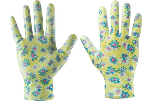 Перчатки садовые VERTO с нитриловым покрытием, размер  8" цветок  97H141 в Екатеринбурге