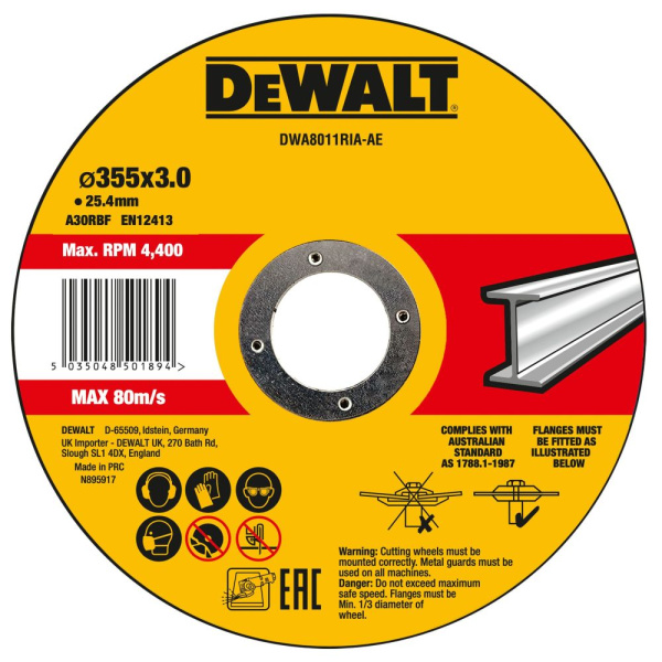 Диск отрезной по металлу DeWalt DWA8011RIA-AE 355x25,4x3,0
