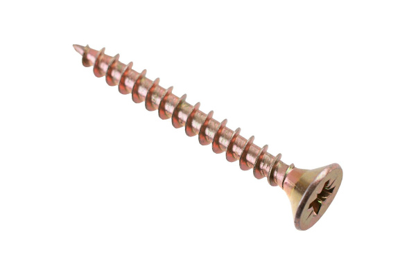 Универсальный саморез СТРОЙБАТ 6,0х50 желтый цинк, потай гол. 6шт. 032491