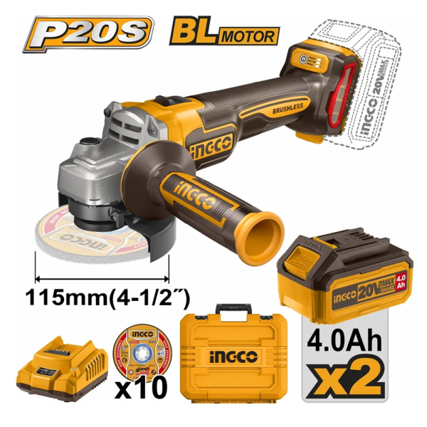 Аккумуляторная угловая шлифмашина INGCO CAGLI211542  в Екатеринбурге