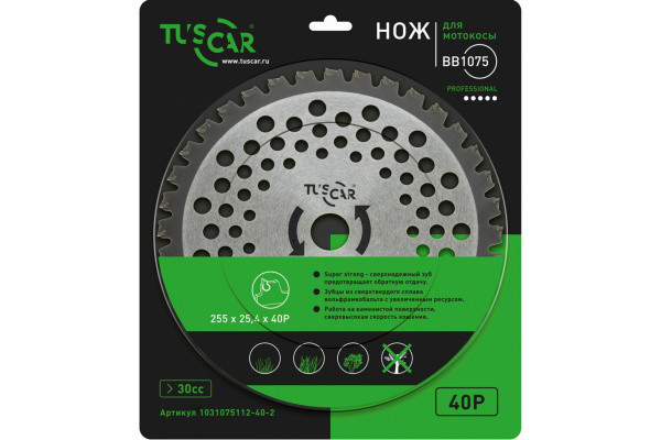 Нож для мотокосы TUSCAR BB1075, Professional, 255x25,4x40T, Super Strong в Екатеринбурге