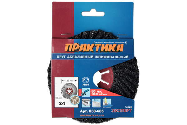 Абразивный шлифовальный диск ПРАКТИКА 125х22,2мм. №24 038-685