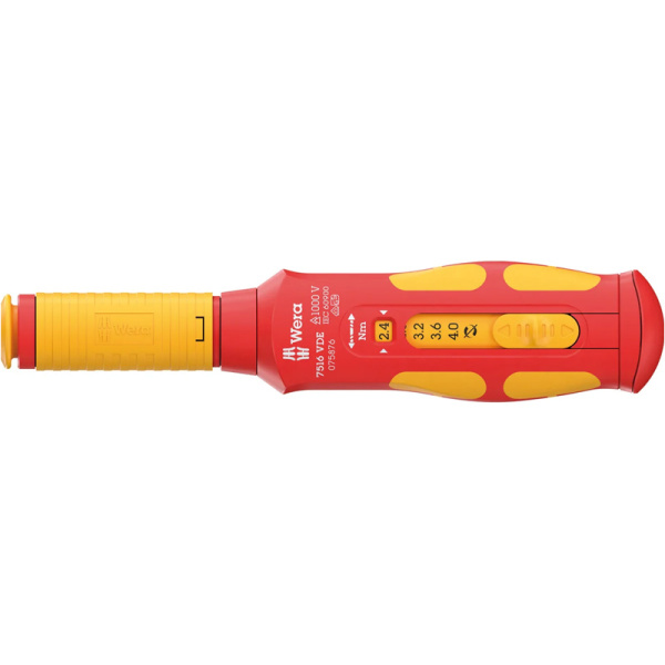 Отвёртка динамометрическая WERA 7516 Safe-Torque VDE Kraftform , 2.4 / 2.8 / 3.2 / 3.6 / 4.0 Нм WE-075876 в Екатеринбурге 