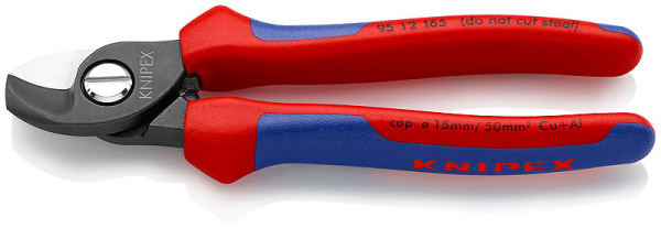 Кабелерез KNIPEX рез: кабель d 15 мм (50 кв. мм, AWG 1/0), 165 мм, чёрный, 2К ручки KN-9512165SB