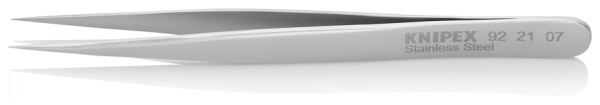 Пинцет KNIPEX универсальный, нержавеющая сталь, 110 мм, гладкие прямые игловидные губки, KN-922107