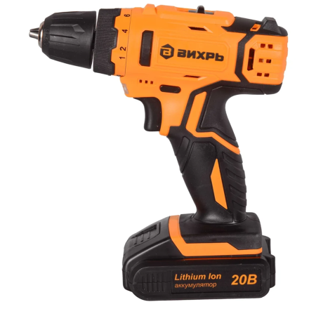 Дрель-шуруповерт аккумуляторная Вихрь ДА-20Л-2К 2,0 А/ч  72/14/21 в Екатеринбурге