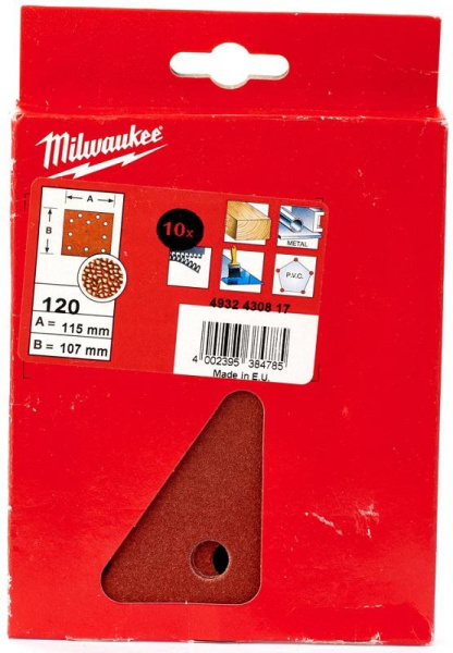 Шлиф. бумага Milwaukee 115x107 зерно120 (10шт)