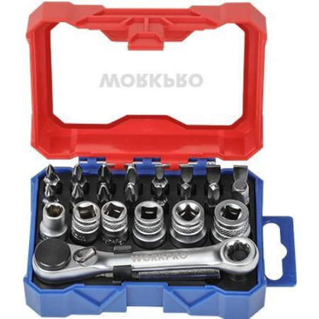 Набор бит WORKPRO mini трещотка 1/4 и биты 24шт  WP200535 в Екатеринбурге