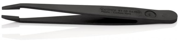 Пинцет углепластиковый KNIPEX ESD, 115 мм, гладкие прямые тупые губки, ширина наконечников: 3.3 мм, чёрный матовый KN-920904ESD в Екатеринбурге 