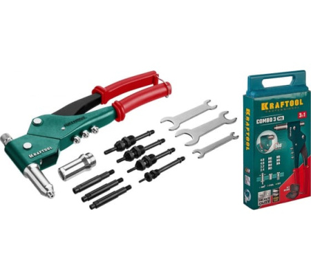 Заклепочник поворотный комби KRAFTOOL клепки d.2.4-4.8мм., М3-М6мм.,штифт М4-М6мм.  31178_z01 в Екатеринбурге 