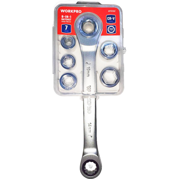 Ключ комбинированный WORKPRO с головами 14x19мм., 6 вставок 8-17мм  WP202567
