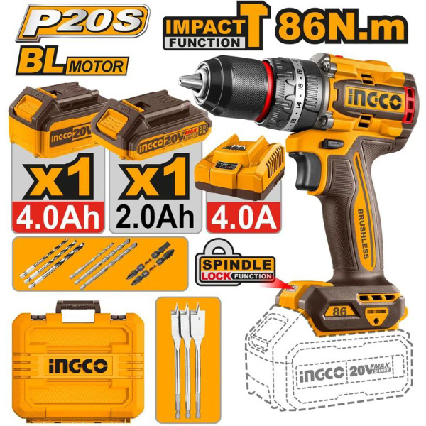 Аккумуляторный ударный шуруповерт INGCO CIDLI20868 INDUSTRIAL в Екатеринбурге