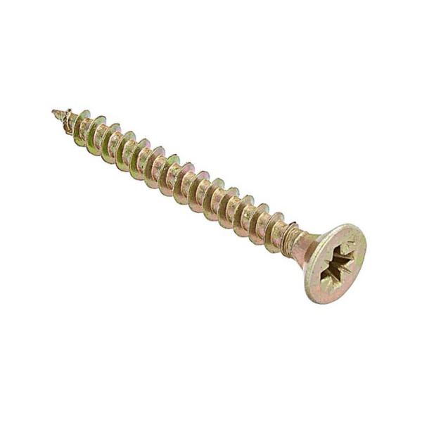 Универсальный саморез СТРОЙБАТ 6,0х100 желтый цинк, потай гол. 2шт. 032541