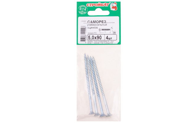 Саморез универсальный СТРОЙБАТ 5,0x90мм. белый 4 шт. 014131