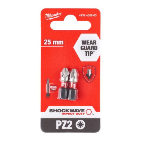 Насадка Milwaukee SHOCKWAVE PZ2 25мм (2шт) 4932430863