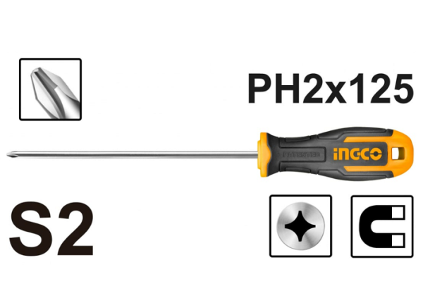 Отвертка крестовая INGCO PH2x125 INDUSTRIAL HS68PH2125  в Екатеринбурге 
