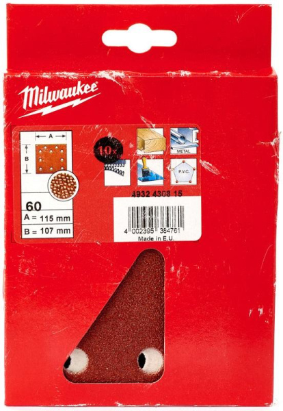 Шлиф. бумага Milwaukee 115x107 зерно60 (10шт)