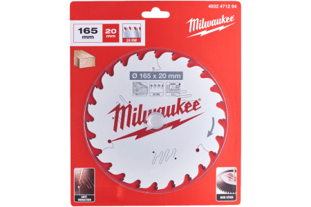Пильный диск Milwaukee по дереву 165х20х2,2 Z24 4932471294