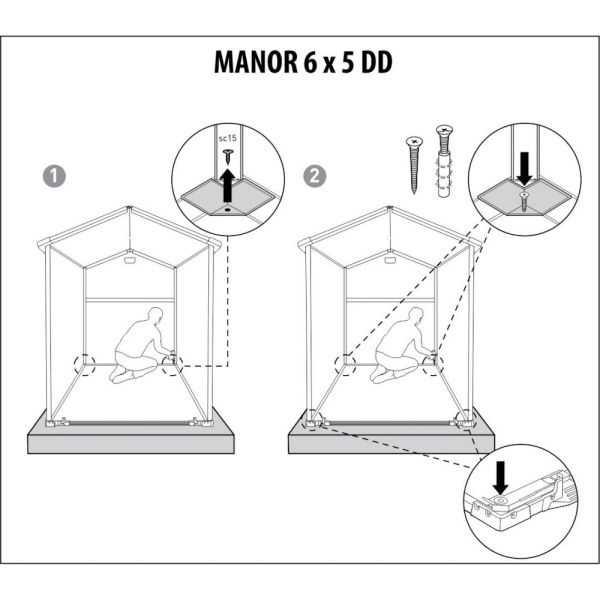 Блок хозяйственный из ПВХ "Keter" Манор 6x5DD серый 185x152x226 55кг  17197128 в Екатеринбурге