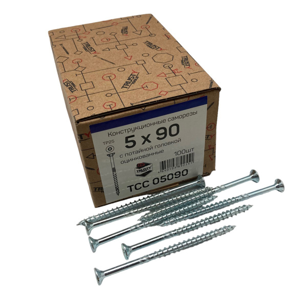 Саморезы конструкционные потайные TRUSTY TCC 5х90 100 шт  TCC05090 в Екатеринбурге