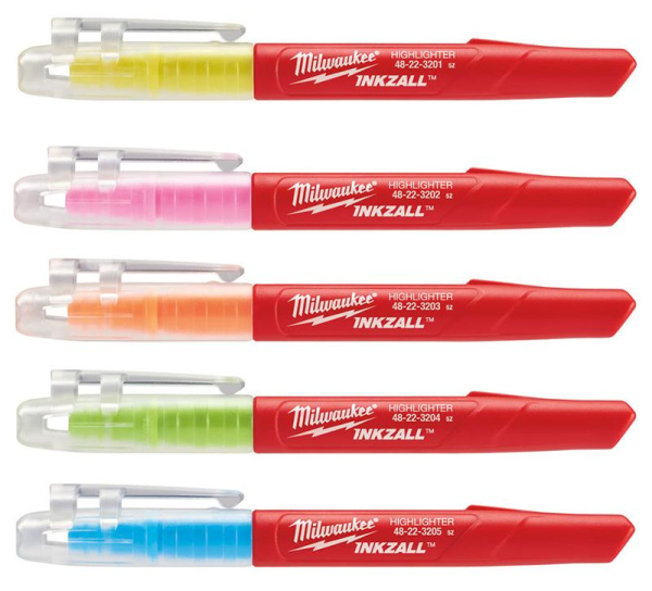 Маркер Milwaukee INKZALL текстовыделитель Цветные 5шт