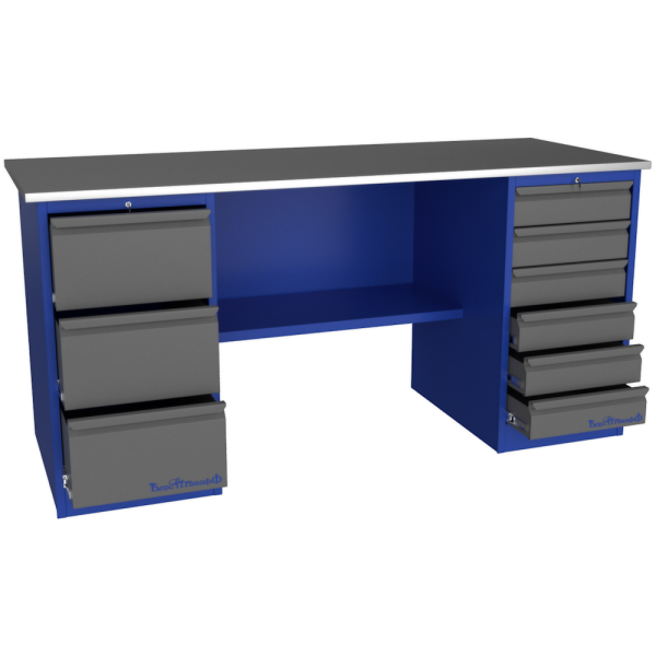 Верстак металлический с двумя тумбами ВЕРСТАКОФФ PROFFI 218 Т Д6 Э-1