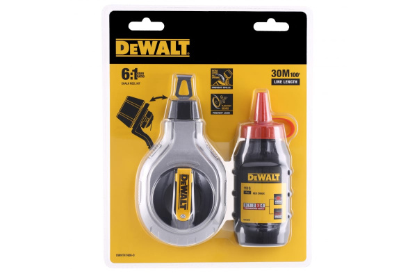 Шнур разметочный DeWalt 6:1 30м + флакон красного мелового порошка 113 г  DWHT47408-0 в Екатеринбурге 
